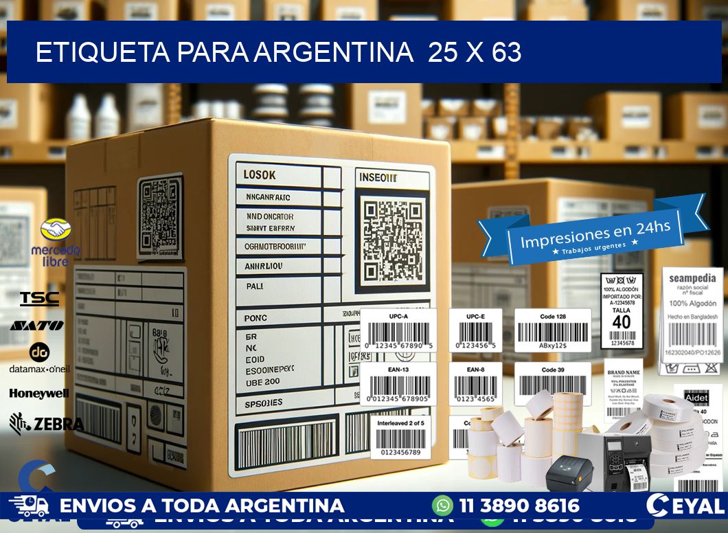 etiqueta para Argentina  25 x 63