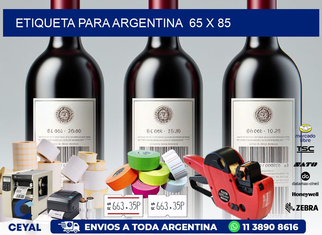 etiqueta para Argentina  65 x 85