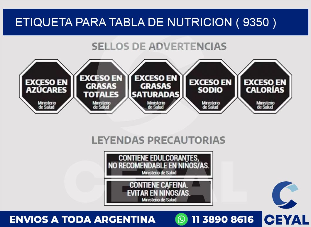 ETIQUETA PARA TABLA DE NUTRICION ( 9350 )