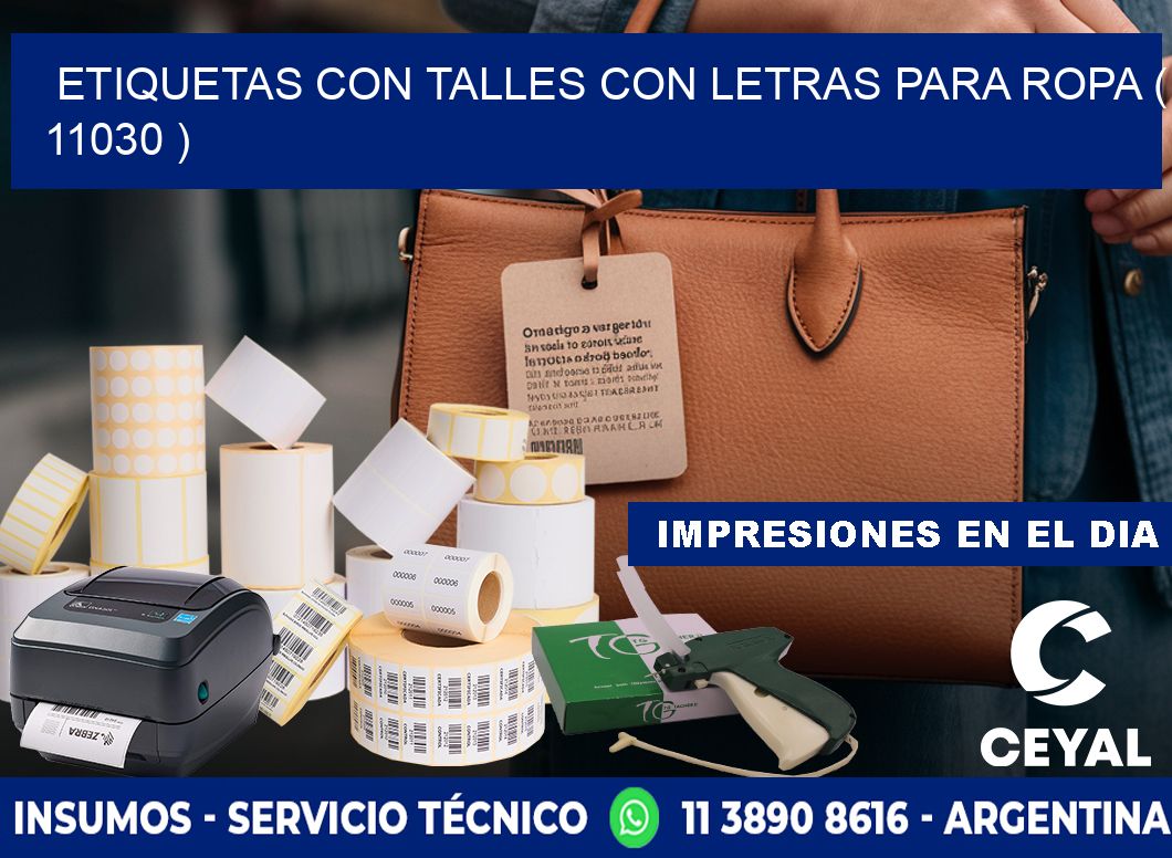 ETIQUETAS CON TALLES CON LETRAS PARA ROPA ( 11030 )