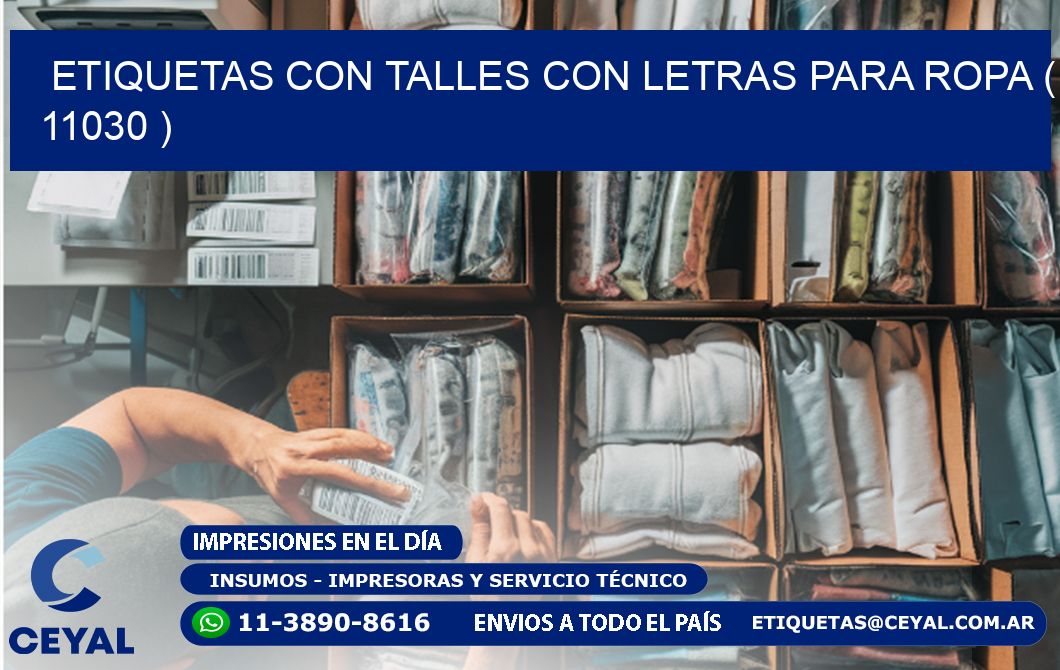 ETIQUETAS CON TALLES CON LETRAS PARA ROPA ( 11030 )