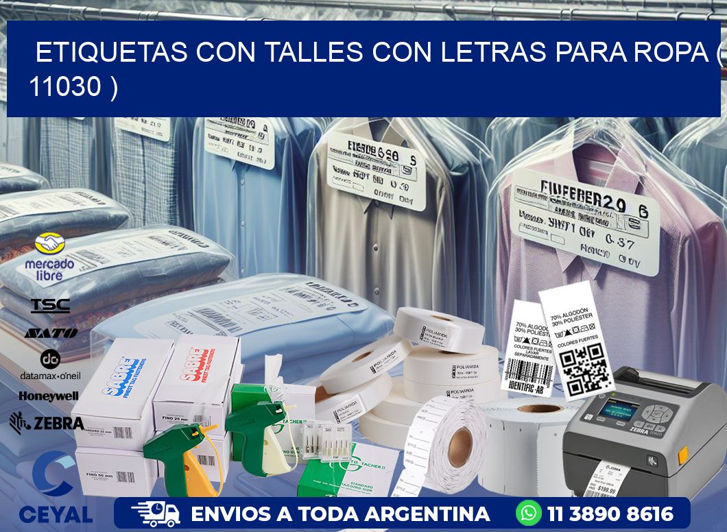 ETIQUETAS CON TALLES CON LETRAS PARA ROPA ( 11030 )