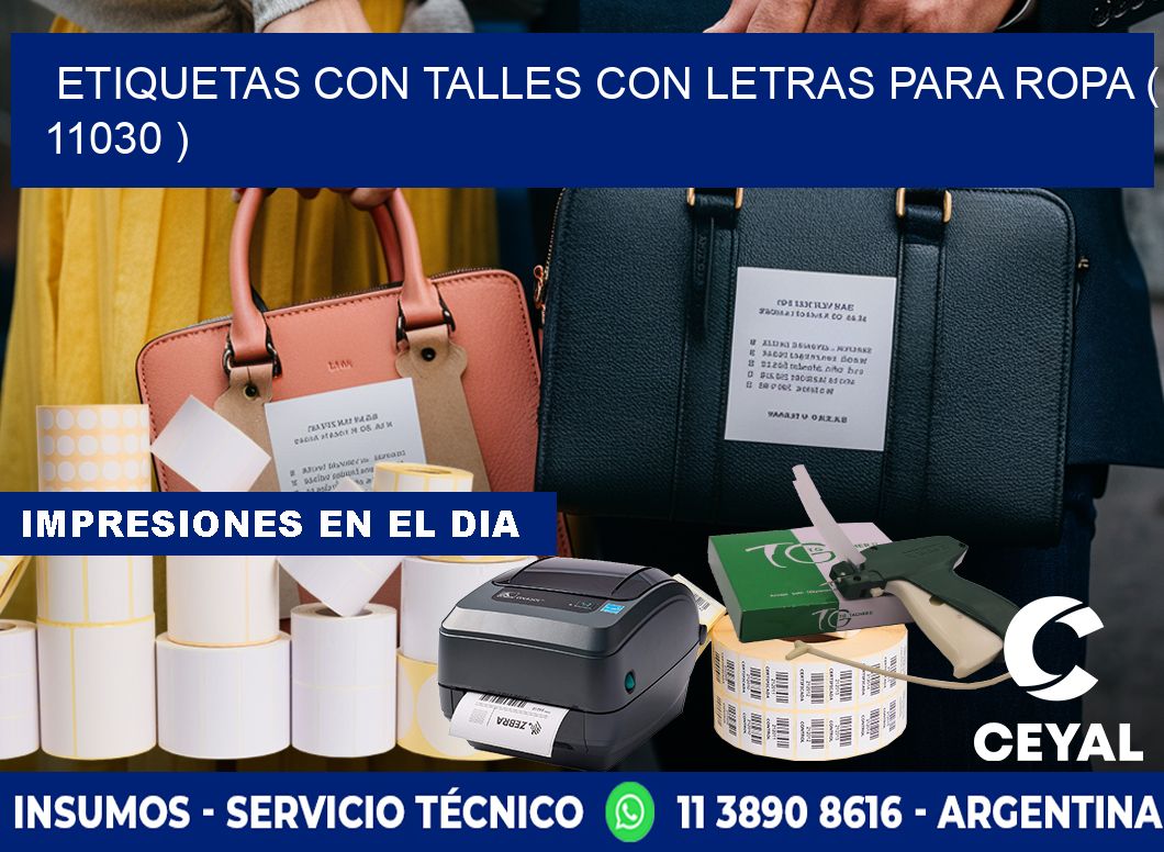 ETIQUETAS CON TALLES CON LETRAS PARA ROPA ( 11030 )