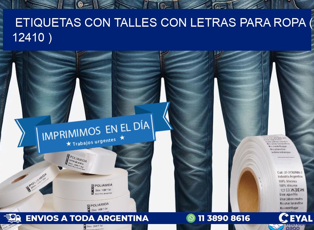 ETIQUETAS CON TALLES CON LETRAS PARA ROPA ( 12410 )