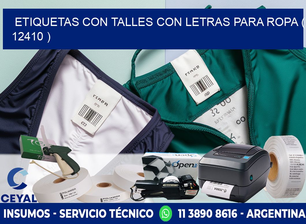 ETIQUETAS CON TALLES CON LETRAS PARA ROPA ( 12410 )