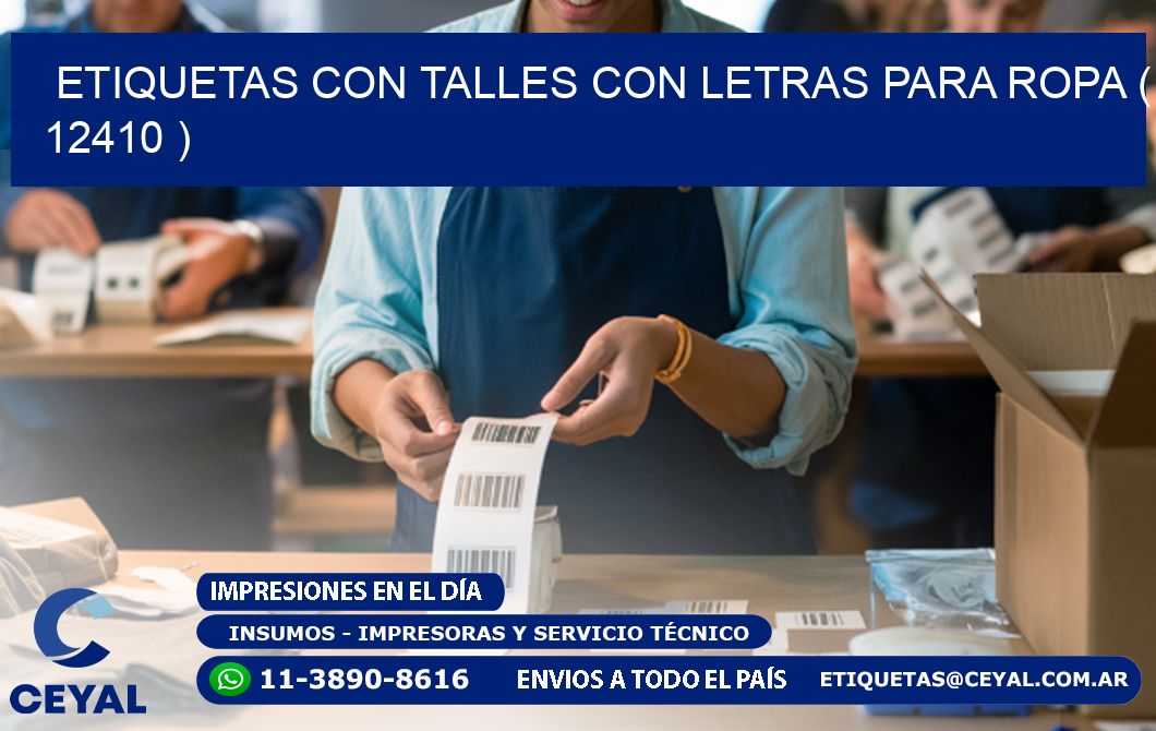 ETIQUETAS CON TALLES CON LETRAS PARA ROPA ( 12410 )