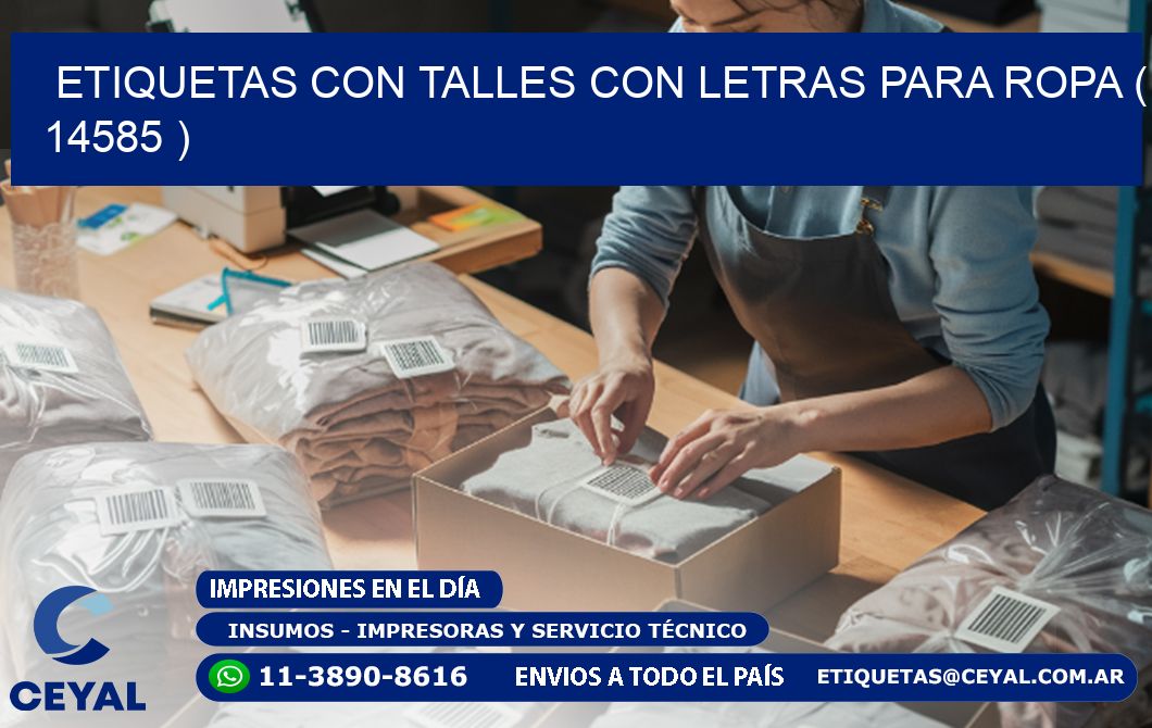 ETIQUETAS CON TALLES CON LETRAS PARA ROPA ( 14585 )