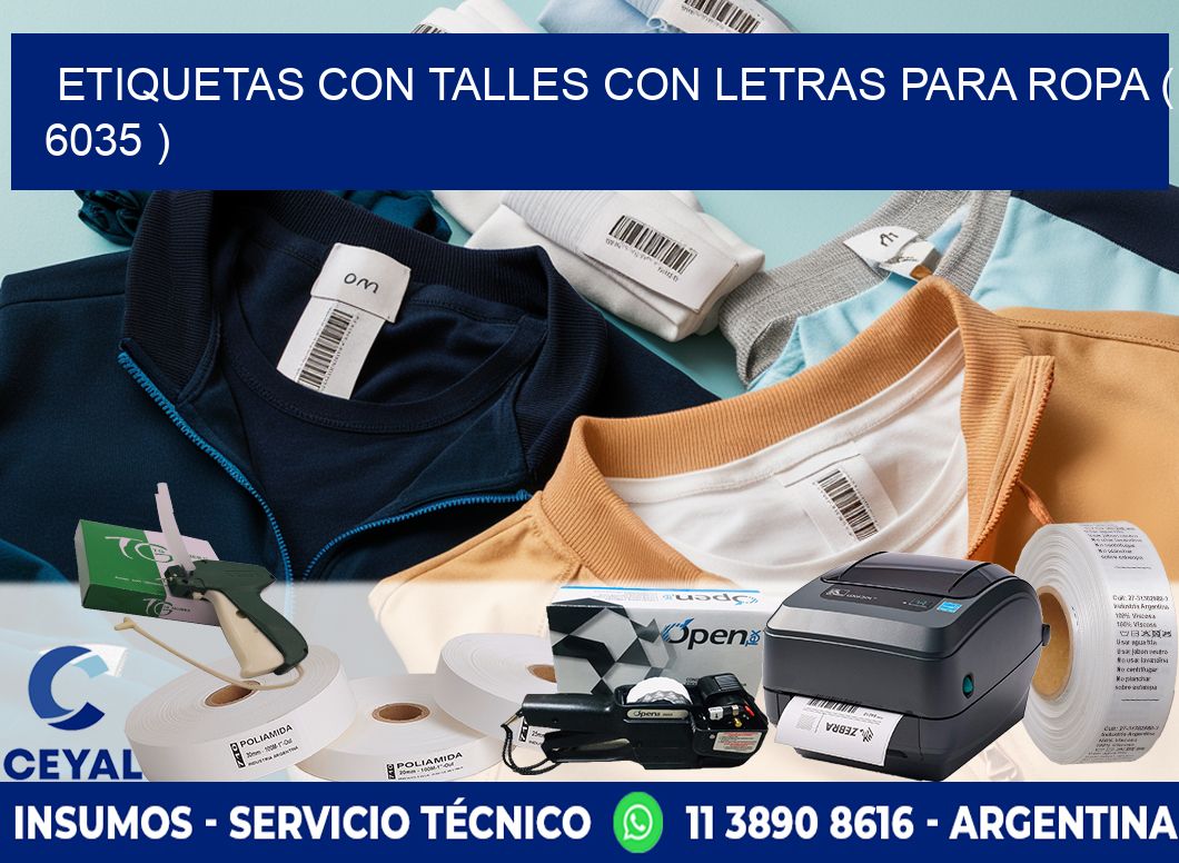 ETIQUETAS CON TALLES CON LETRAS PARA ROPA ( 6035 )