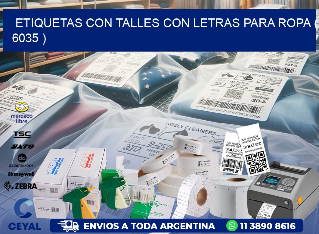 ETIQUETAS CON TALLES CON LETRAS PARA ROPA ( 6035 )