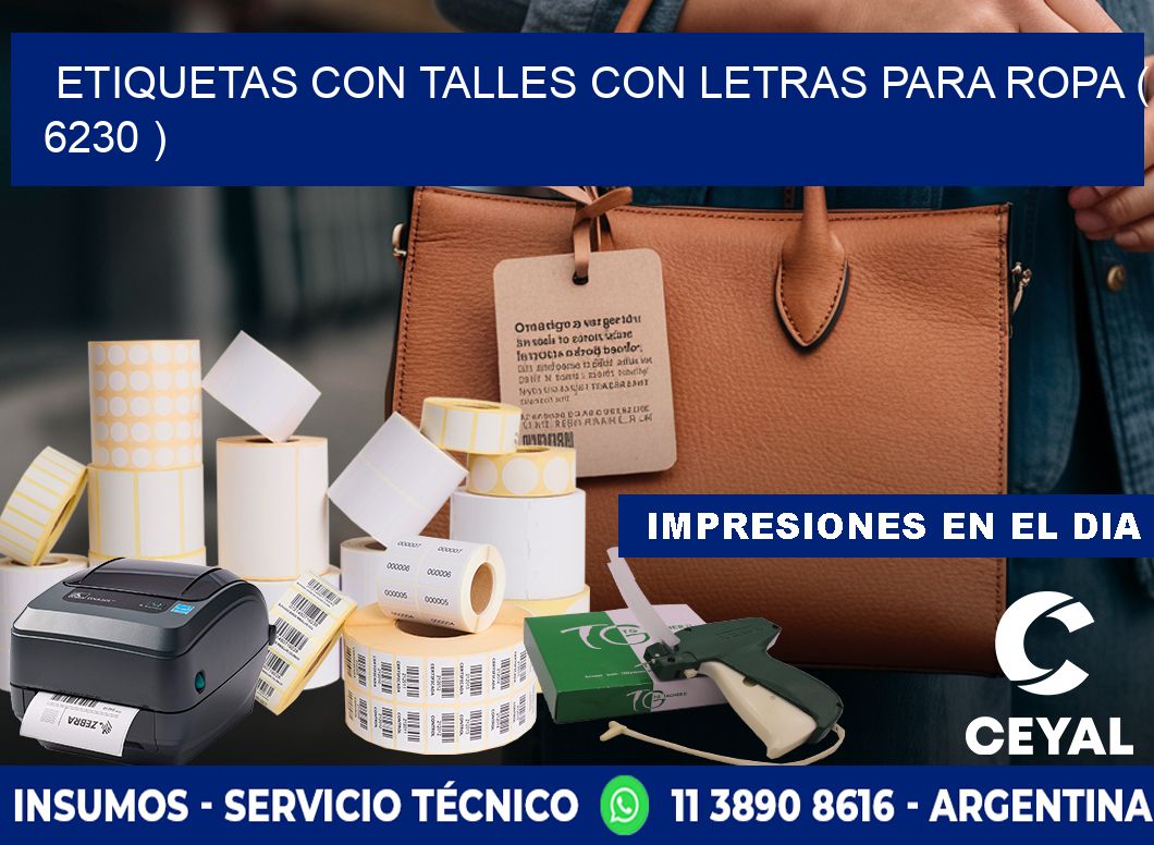 ETIQUETAS CON TALLES CON LETRAS PARA ROPA ( 6230 )