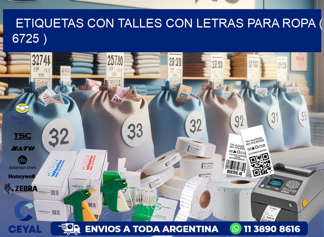 ETIQUETAS CON TALLES CON LETRAS PARA ROPA ( 6725 )