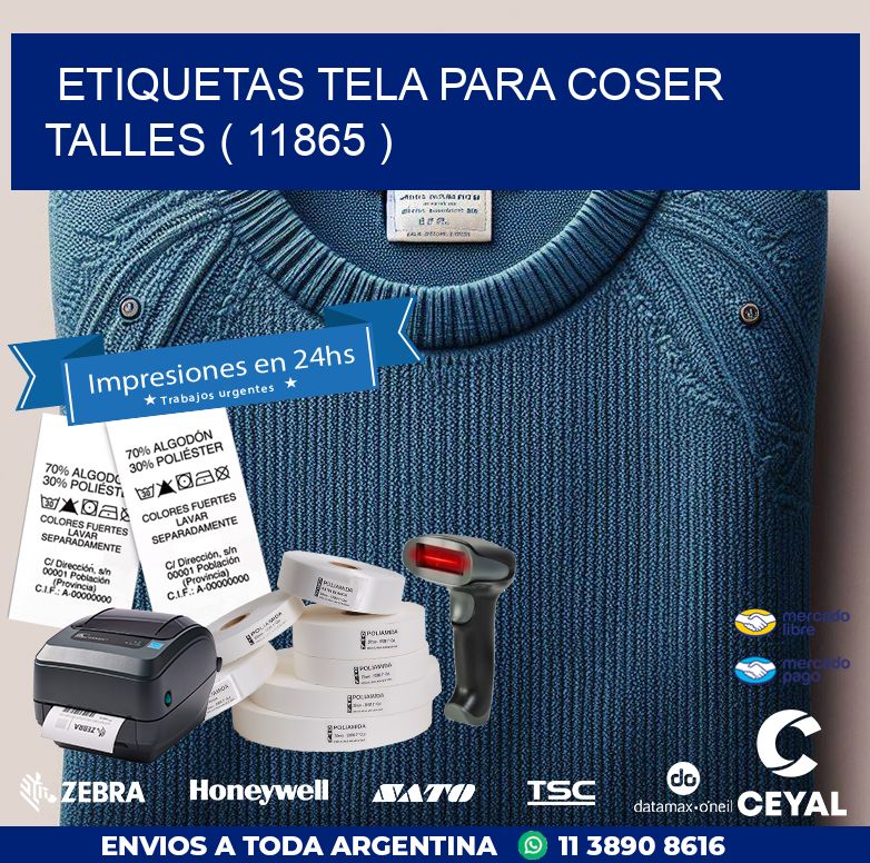 ETIQUETAS TELA PARA COSER TALLES ( 11865 )