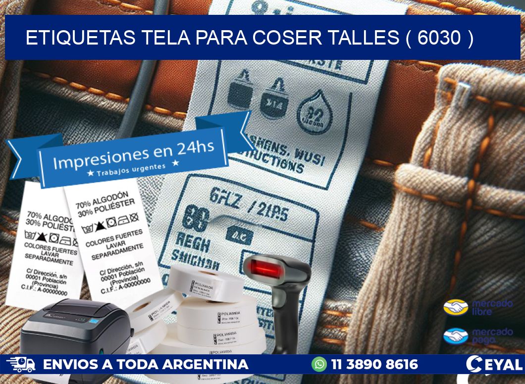 ETIQUETAS TELA PARA COSER TALLES ( 6030 )