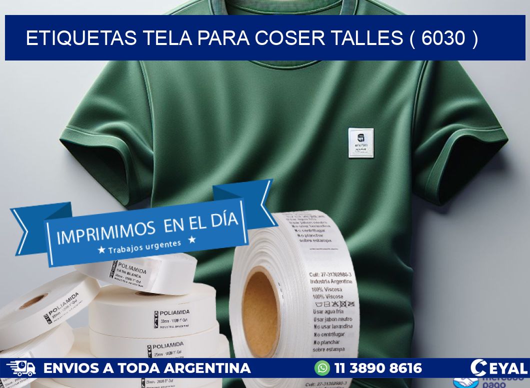 ETIQUETAS TELA PARA COSER TALLES ( 6030 )