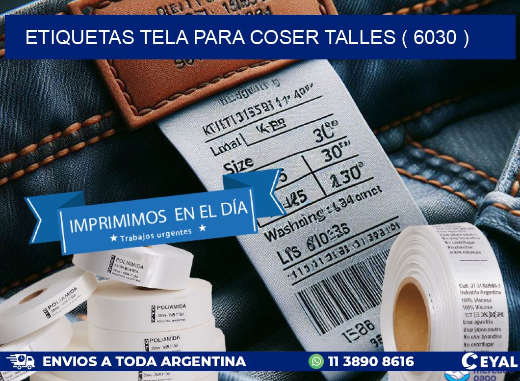 ETIQUETAS TELA PARA COSER TALLES ( 6030 )