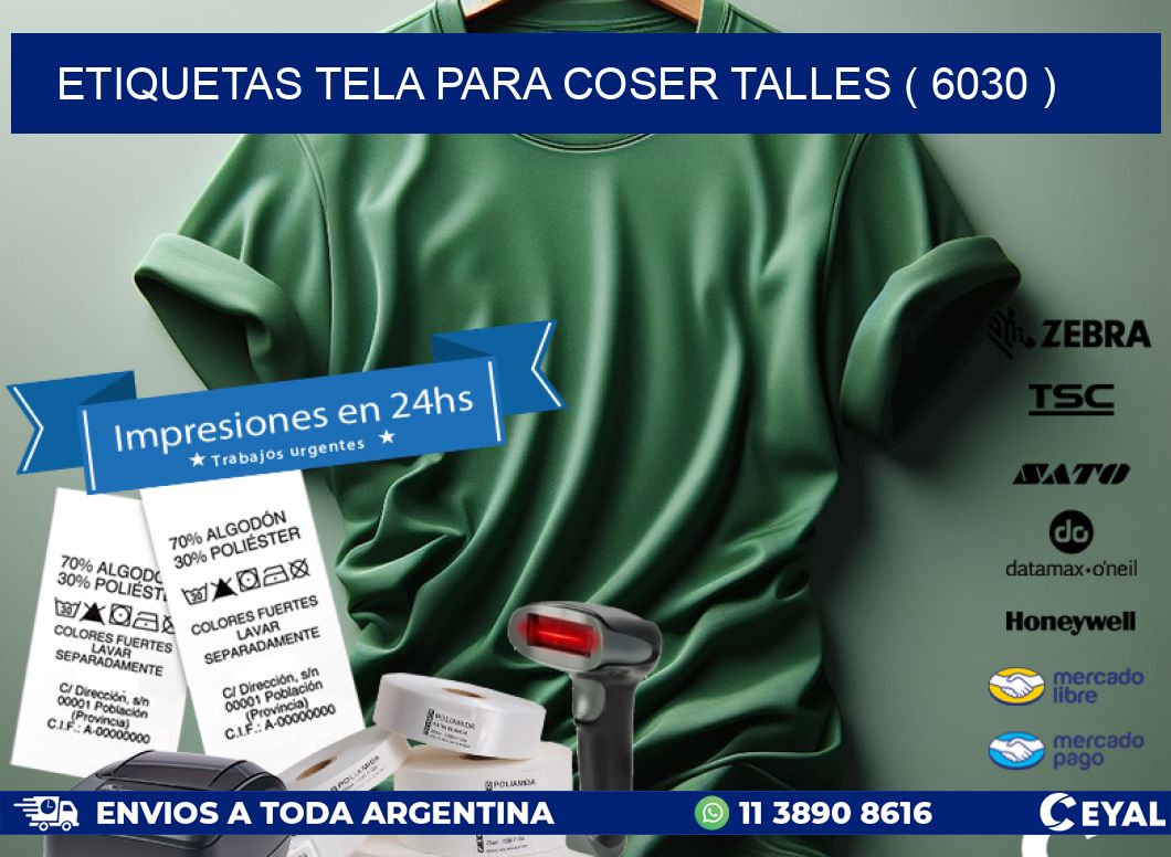 ETIQUETAS TELA PARA COSER TALLES ( 6030 )