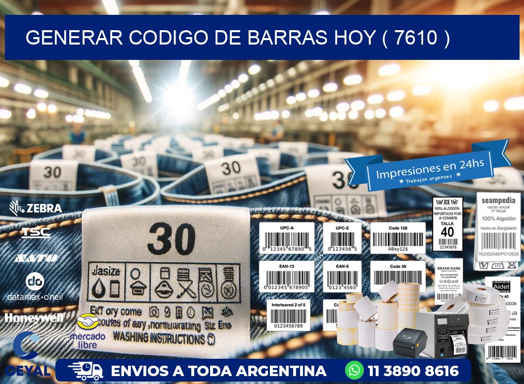 GENERAR CODIGO DE BARRAS HOY ( 7610 )