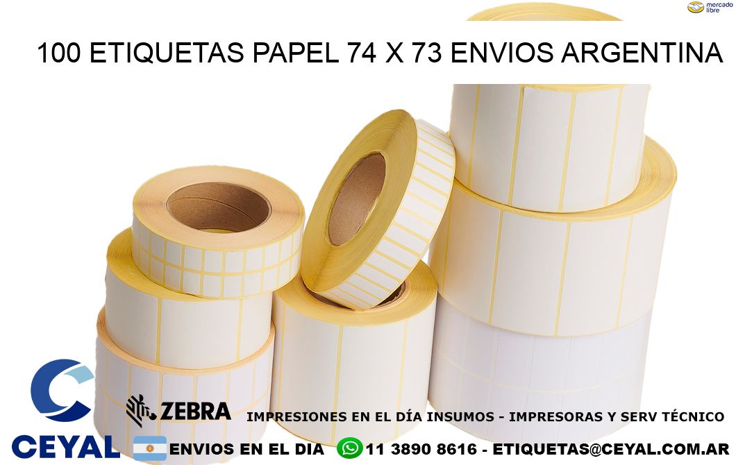 100 ETIQUETAS PAPEL 74 x 73 ENVIOS ARGENTINA