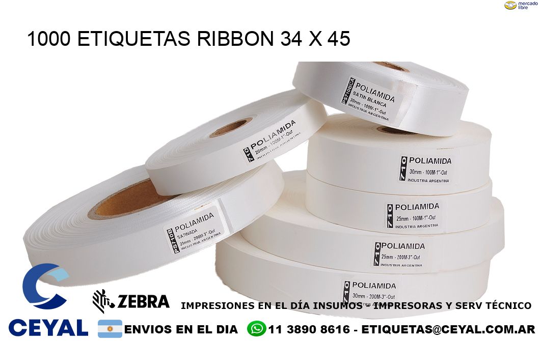 1000 ETIQUETAS RIBBON 34 x 45