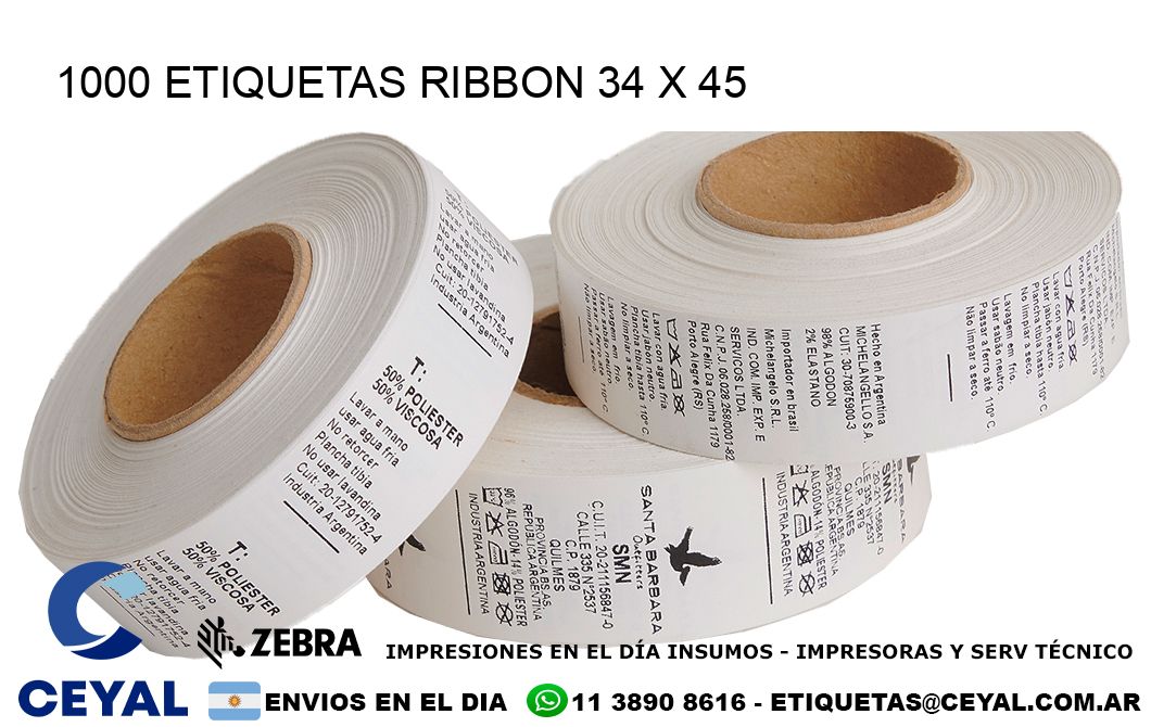 1000 ETIQUETAS RIBBON 34 x 45