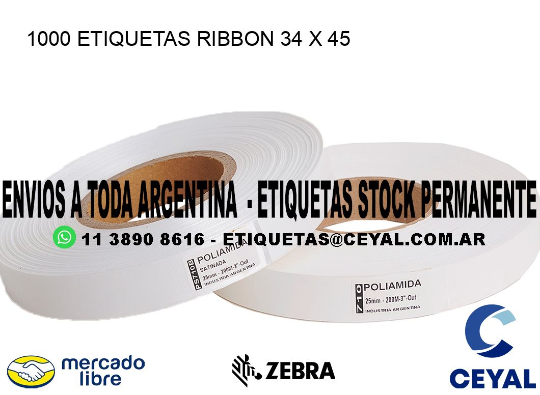 1000 ETIQUETAS RIBBON 34 x 45