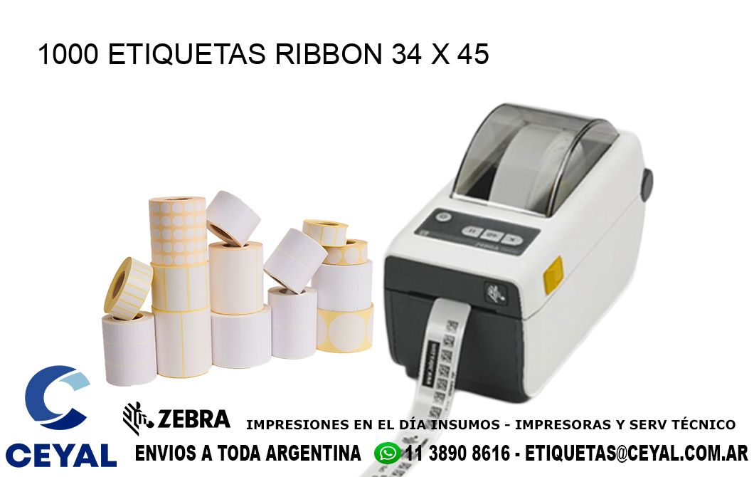 1000 ETIQUETAS RIBBON 34 x 45