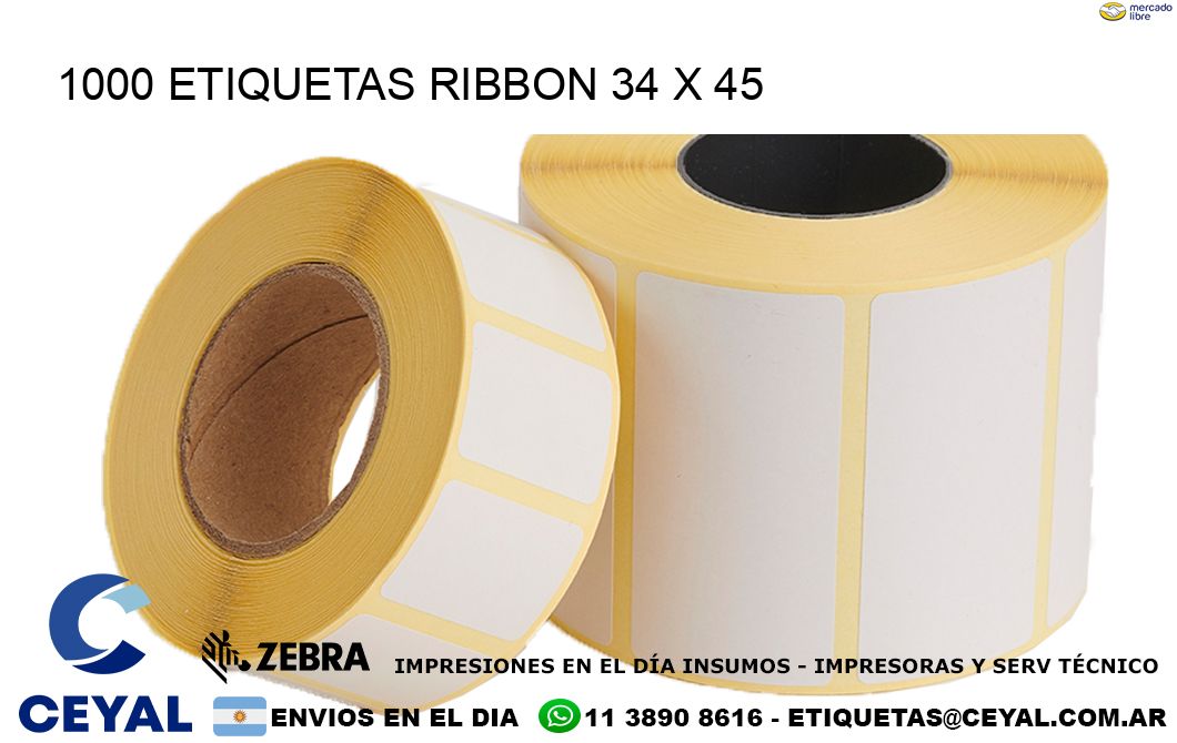 1000 ETIQUETAS RIBBON 34 x 45