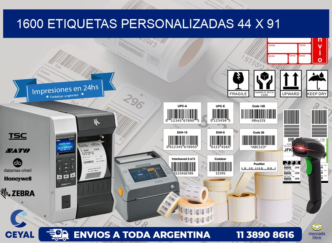 1600 ETIQUETAS PERSONALIZADAS 44 x 91