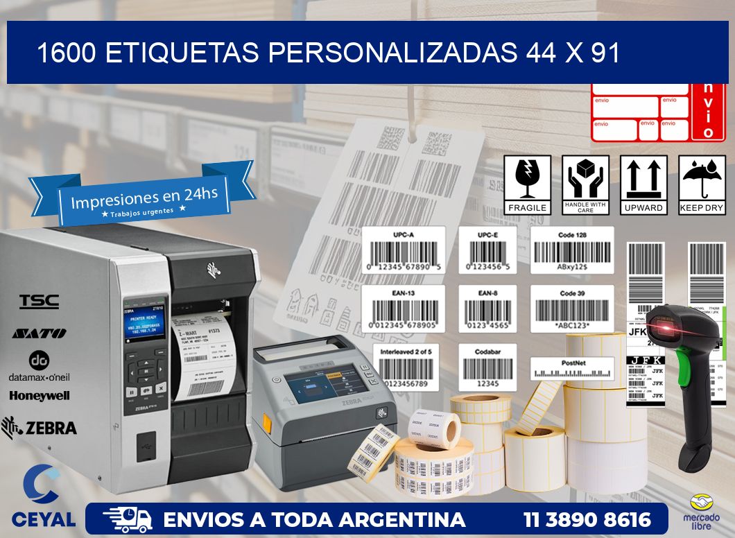 1600 ETIQUETAS PERSONALIZADAS 44 x 91