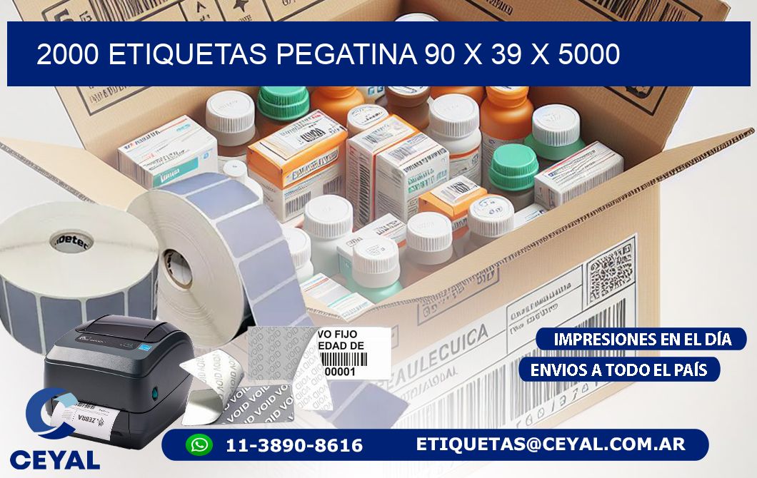 2000 ETIQUETAS PEGATINA 90 x 39 x 5000