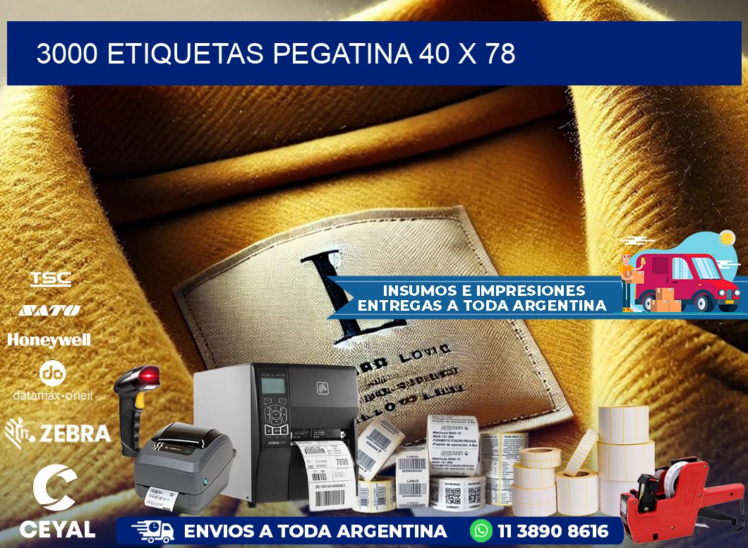 3000 ETIQUETAS PEGATINA 40 x 78