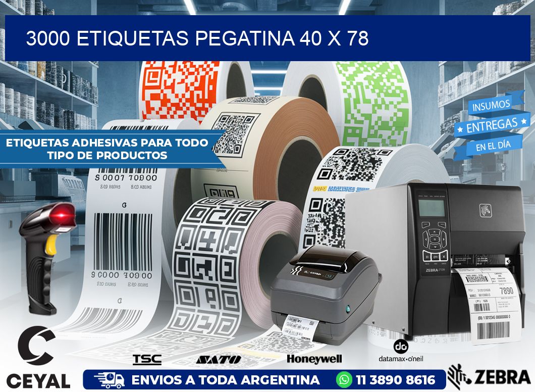 3000 ETIQUETAS PEGATINA 40 x 78