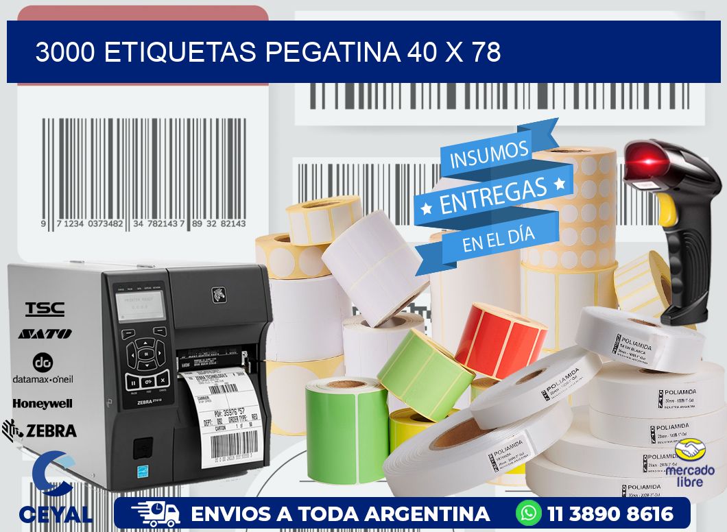 3000 ETIQUETAS PEGATINA 40 x 78