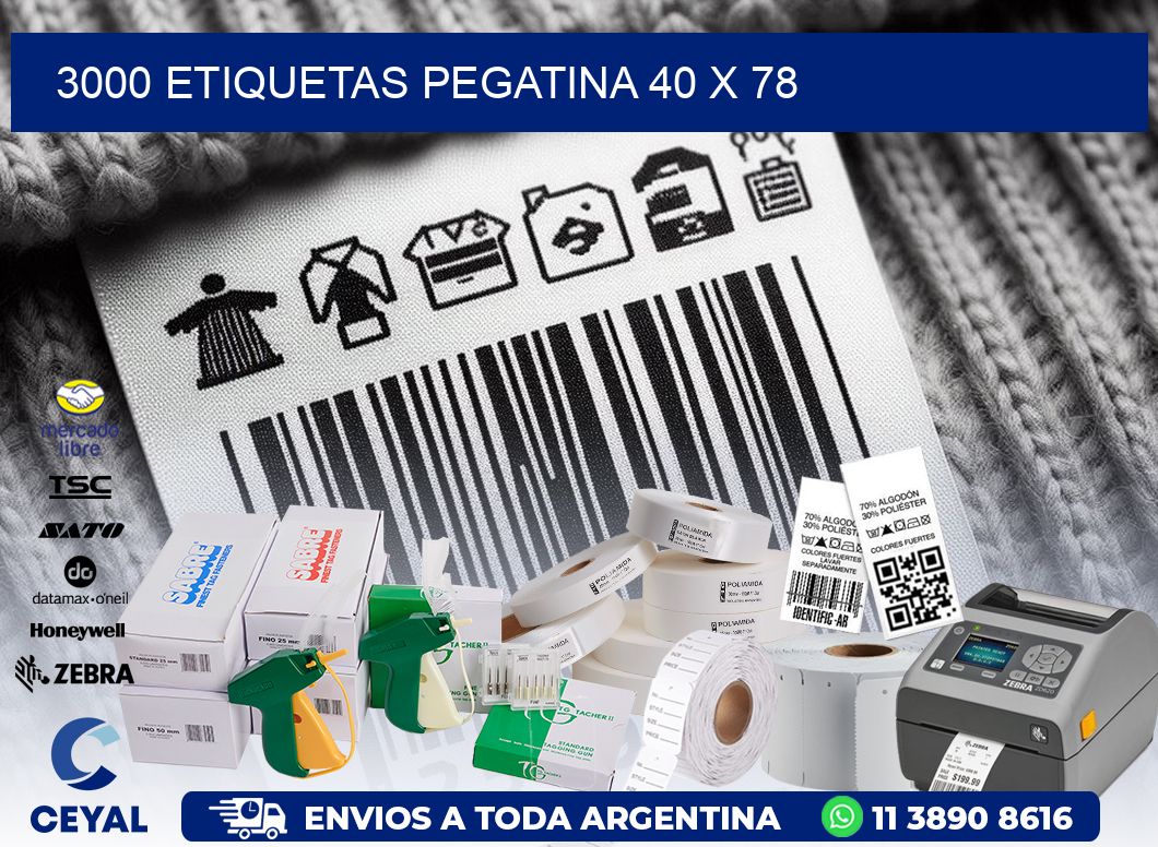 3000 ETIQUETAS PEGATINA 40 x 78