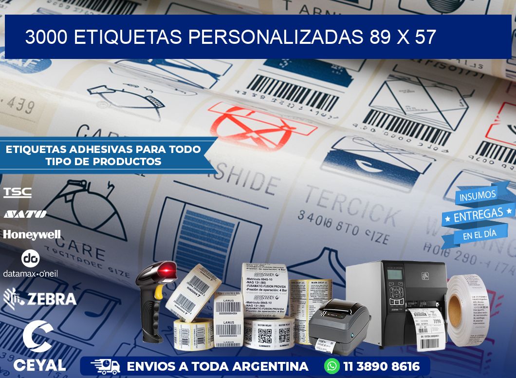 3000 ETIQUETAS PERSONALIZADAS 89 x 57