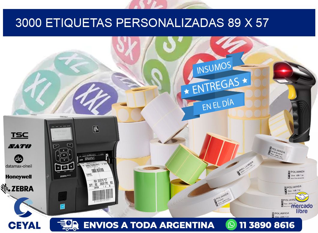 3000 ETIQUETAS PERSONALIZADAS 89 x 57