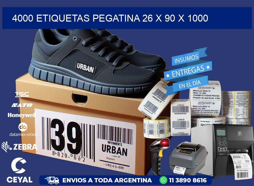 4000 ETIQUETAS PEGATINA 26 x 90 x 1000