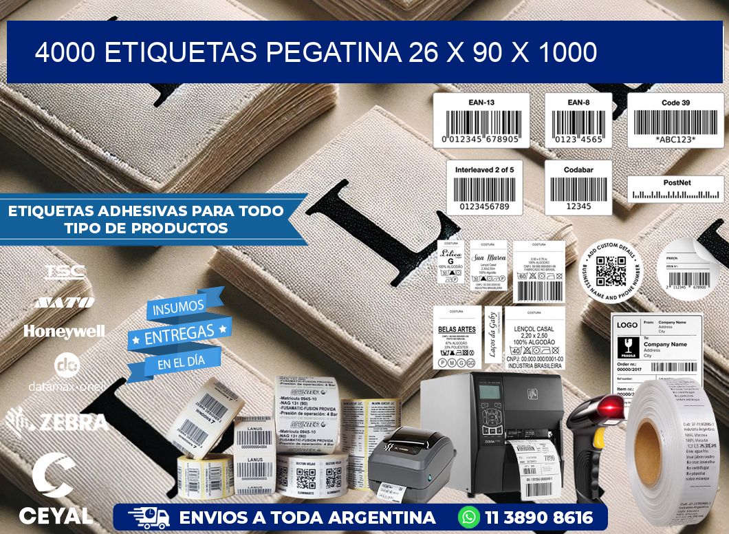 4000 ETIQUETAS PEGATINA 26 x 90 x 1000