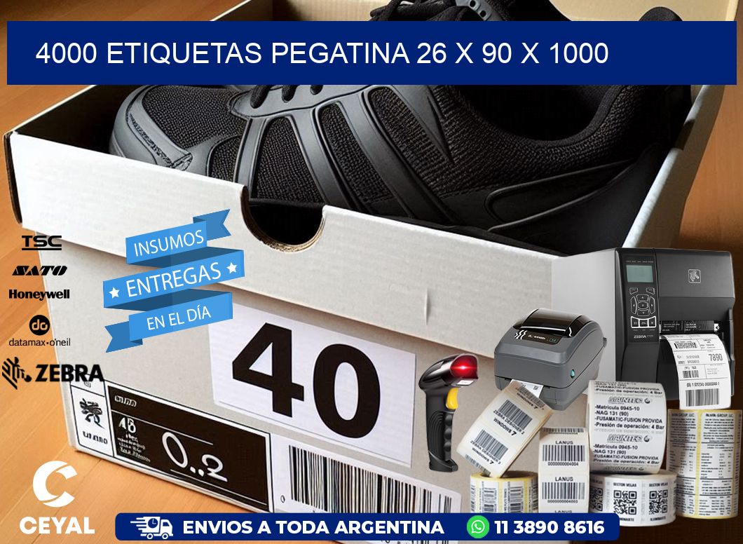 4000 ETIQUETAS PEGATINA 26 x 90 x 1000