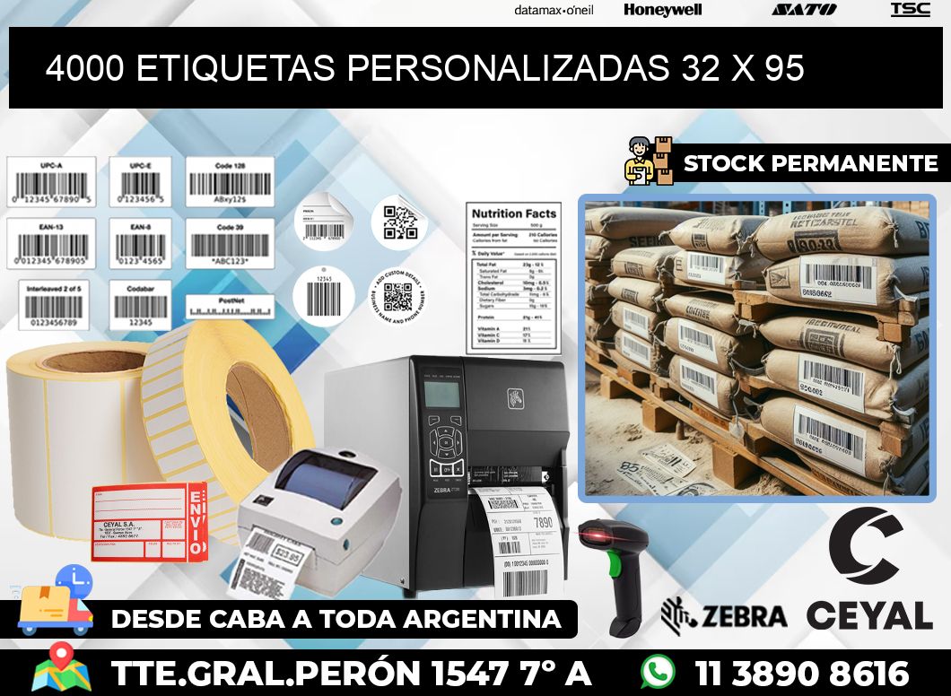 4000 ETIQUETAS PERSONALIZADAS 32 x 95