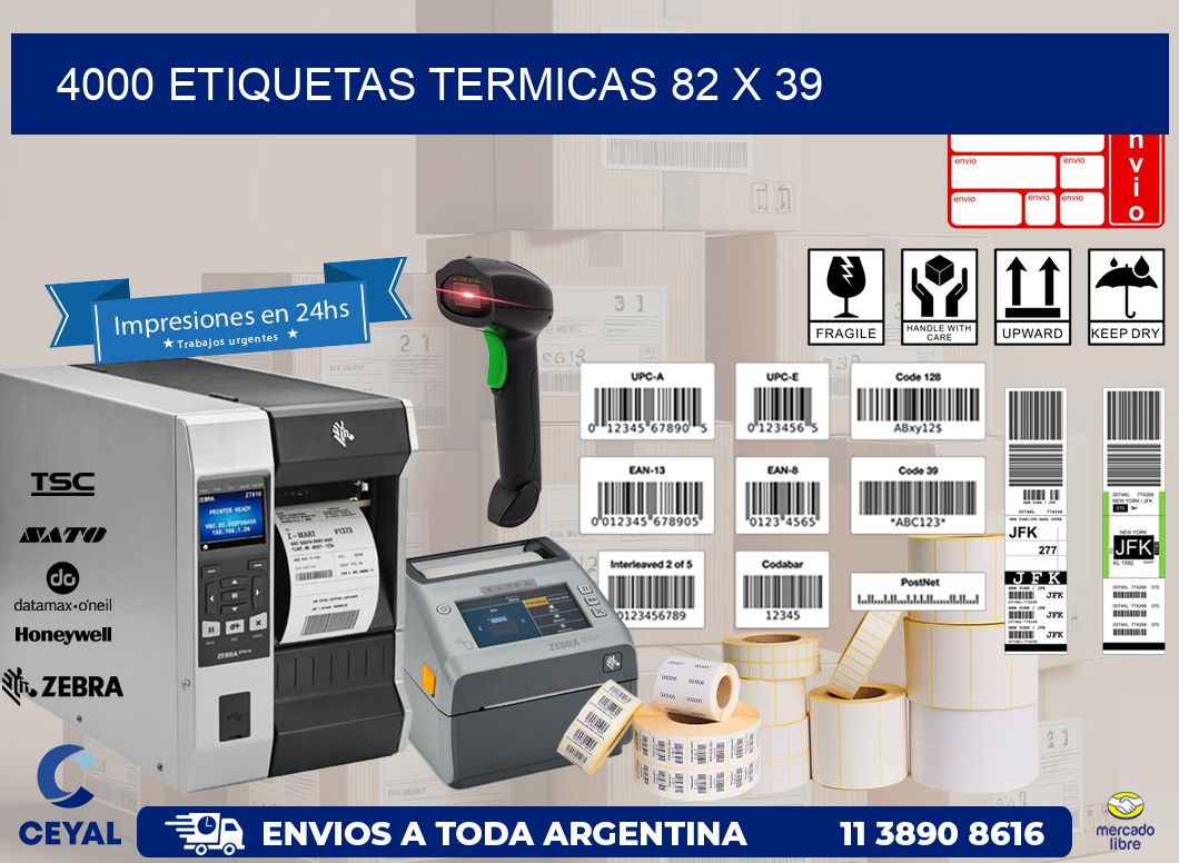 4000 ETIQUETAS TERMICAS 82 x 39