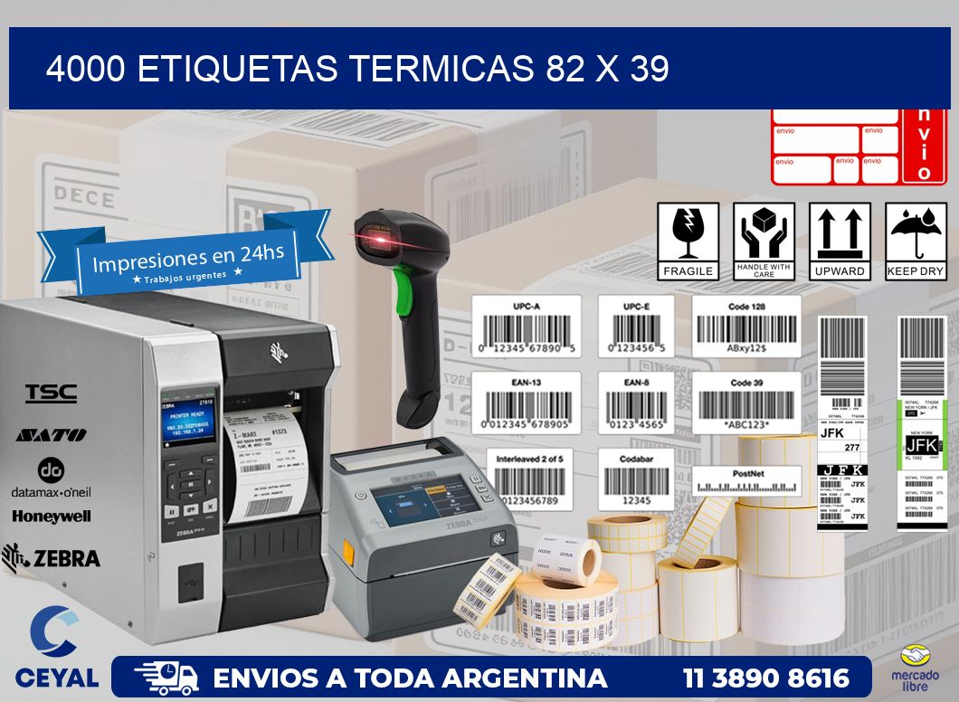 4000 ETIQUETAS TERMICAS 82 x 39