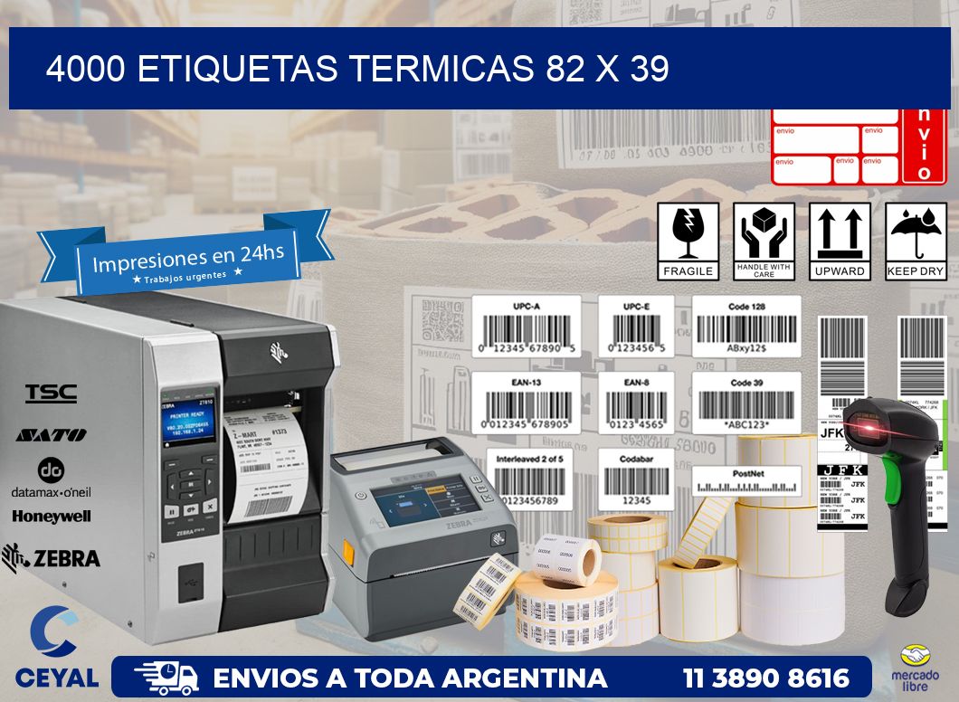 4000 ETIQUETAS TERMICAS 82 x 39