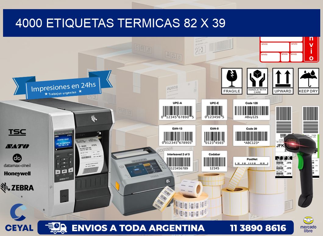 4000 ETIQUETAS TERMICAS 82 x 39