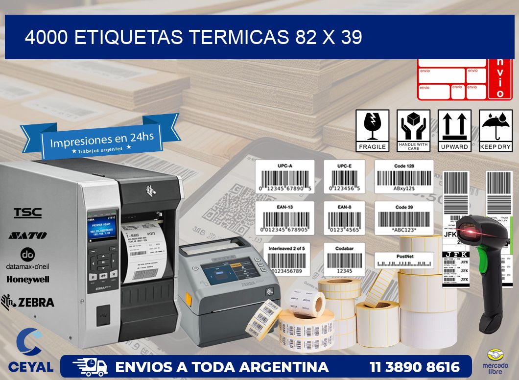 4000 ETIQUETAS TERMICAS 82 x 39