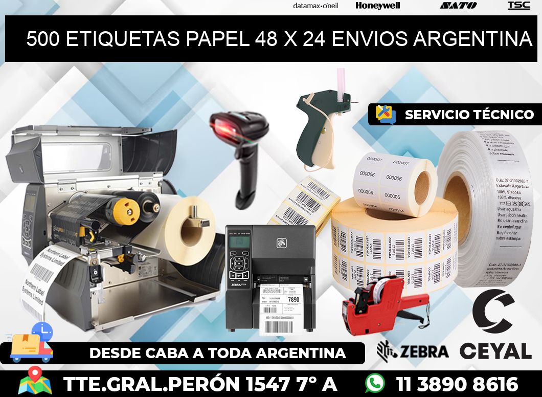 500 ETIQUETAS PAPEL 48 x 24 ENVIOS ARGENTINA