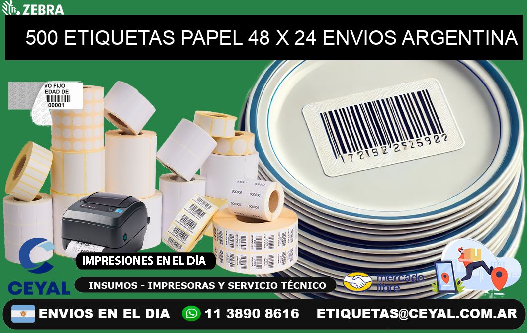 500 ETIQUETAS PAPEL 48 x 24 ENVIOS ARGENTINA