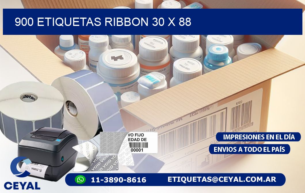 900 ETIQUETAS RIBBON 30 x 88