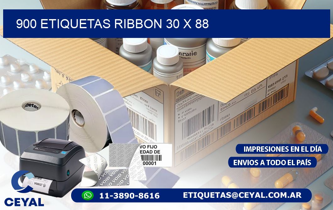 900 ETIQUETAS RIBBON 30 x 88