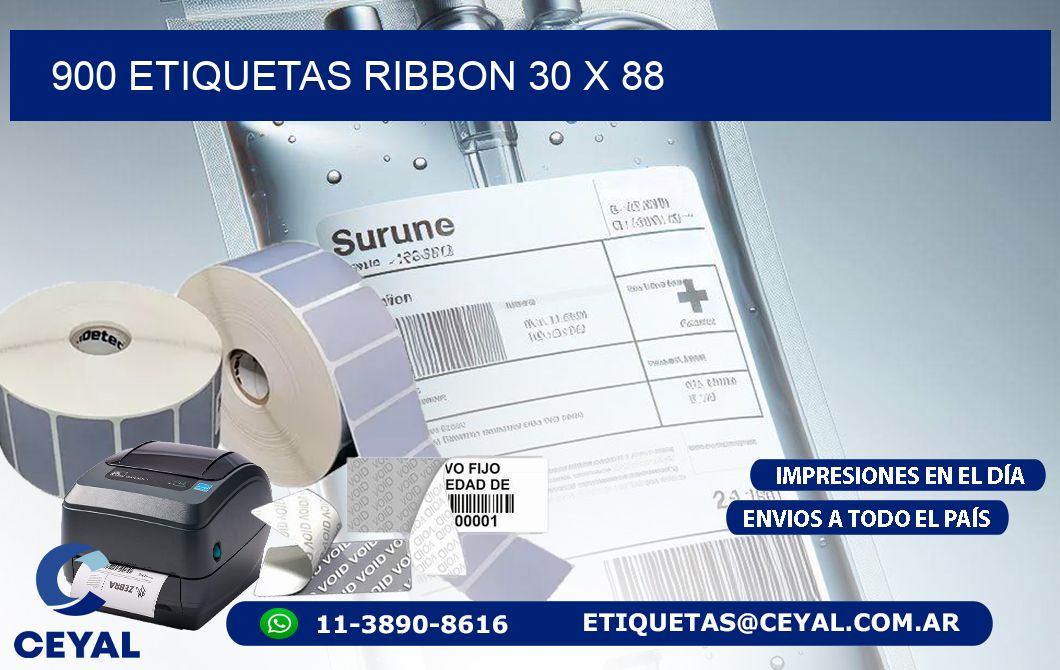 900 ETIQUETAS RIBBON 30 x 88